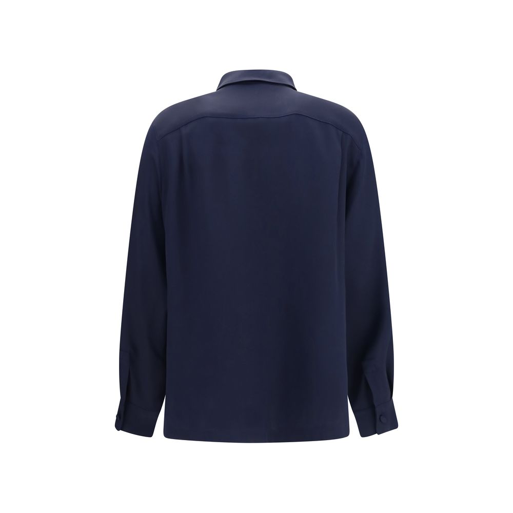 Max Mara Geranio Blue Silk Shirt IT40 | M, IT42 | L, IT44 | L