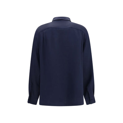 Max Mara Geranio Blue Silk Shirt IT40 | M, IT42 | L, IT44 | L