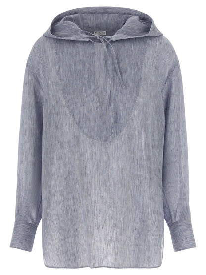 Brunello Cucinelli Blue Linen Blouse