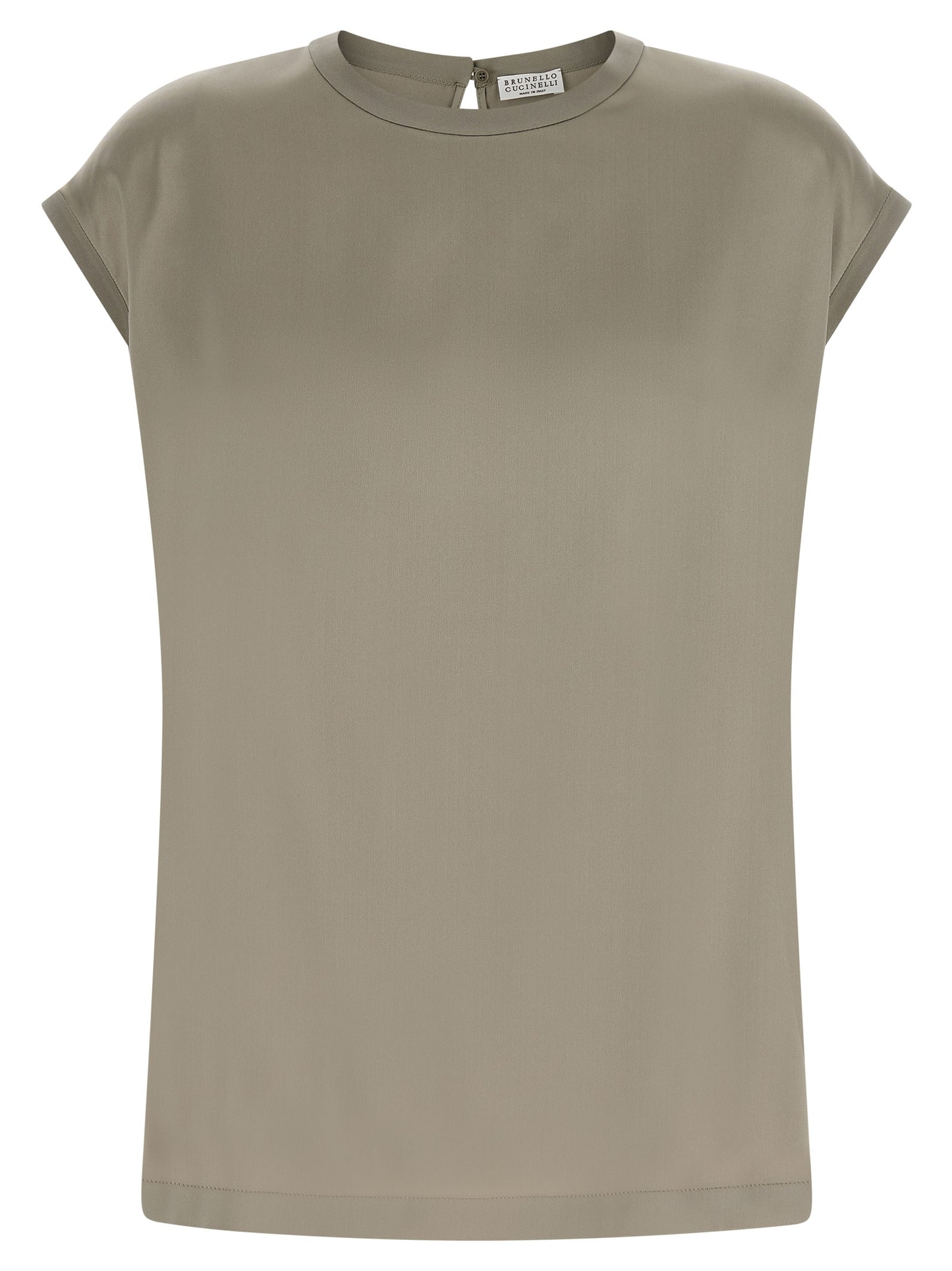 Brunello Cucinelli Bicolor Silk Blouse in Green