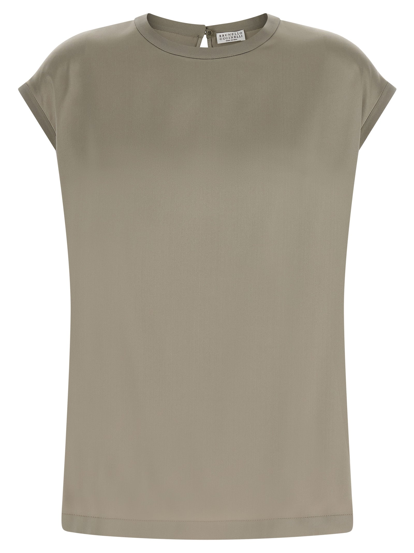 Brunello Cucinelli Bicolor Silk Blouse in Green