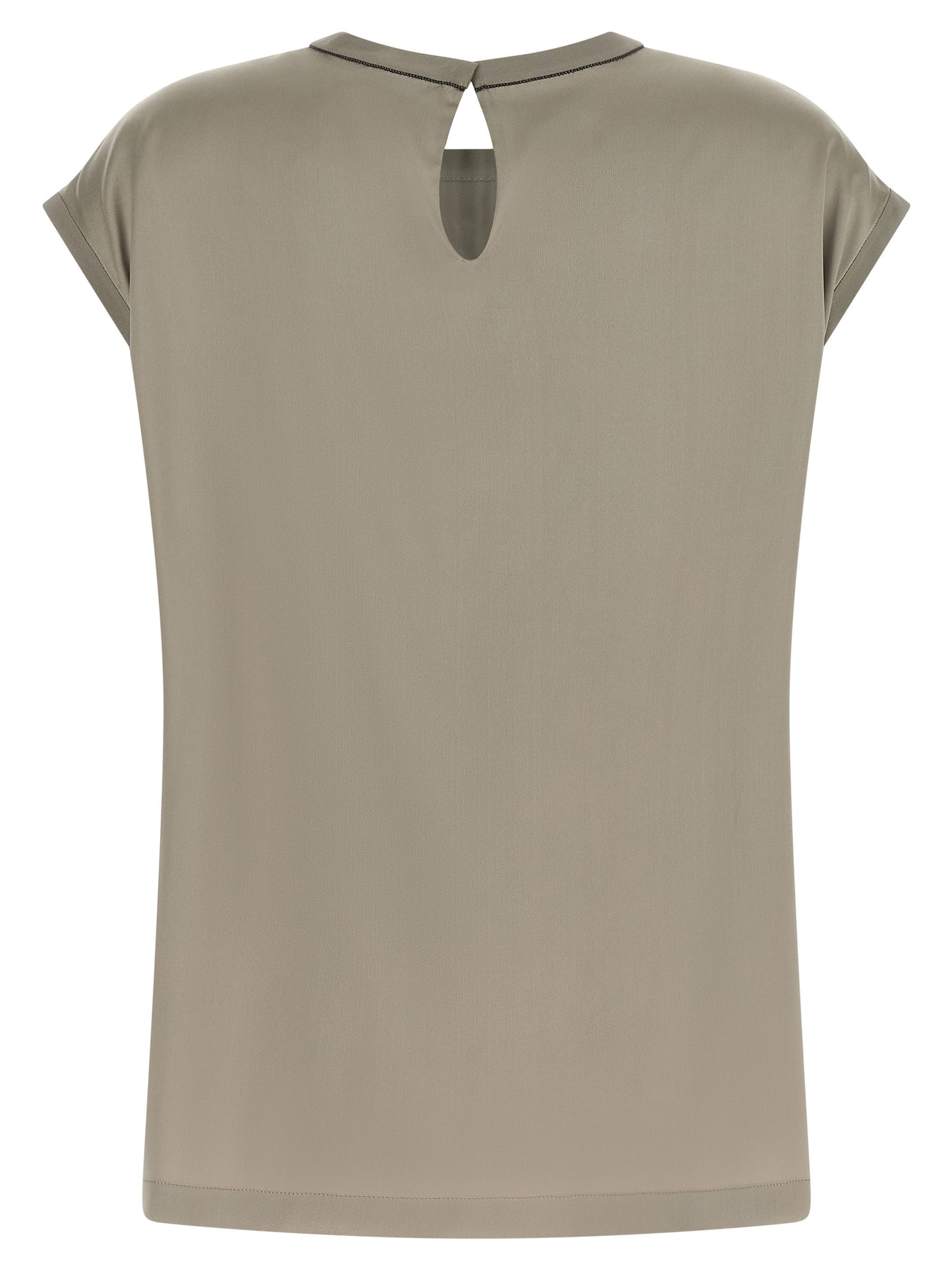 Brunello Cucinelli Bicolor Silk Blouse in Green