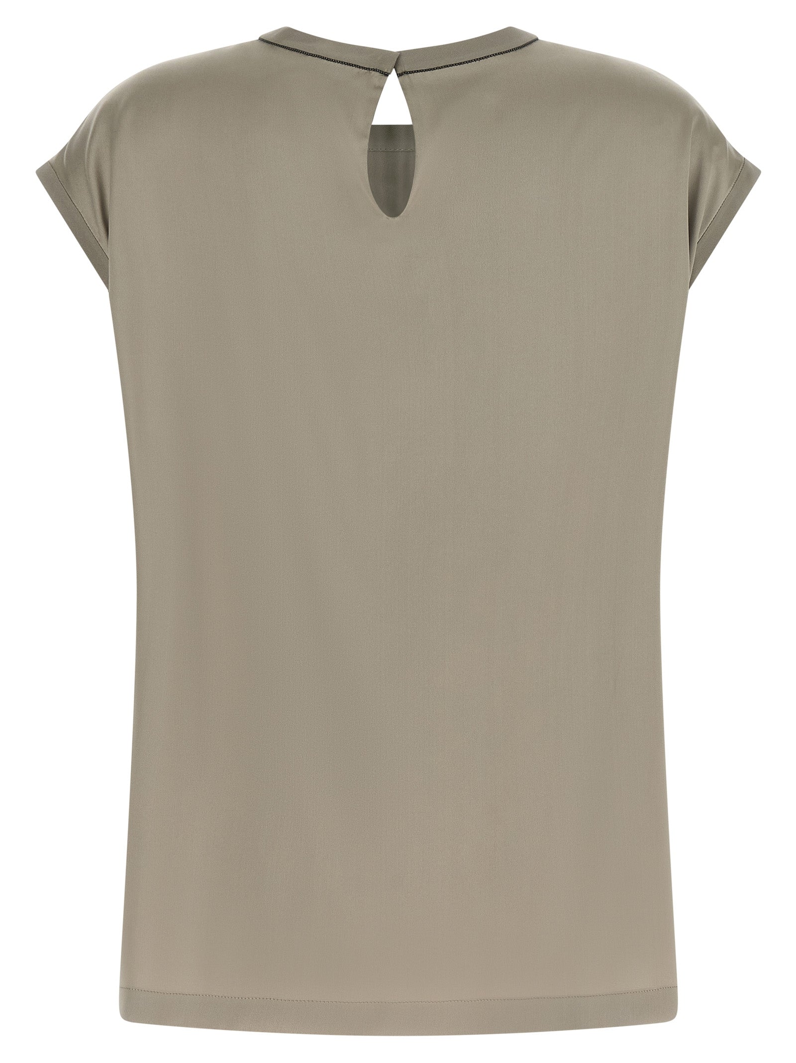 Brunello Cucinelli Bicolor Silk Blouse in Green