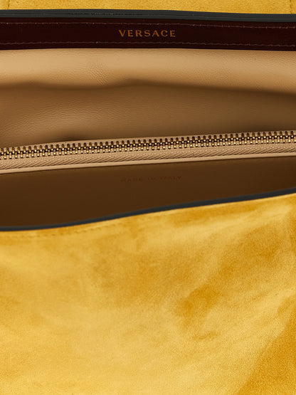 Versace Vivian Bicolor Calfskin Clutch Bag in Ochre Yellow