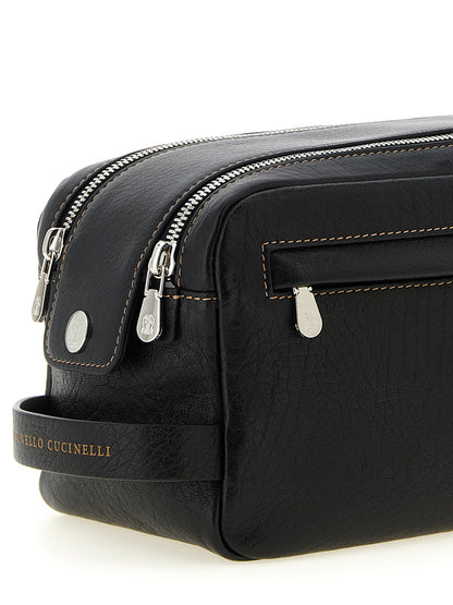 Brunello Cucinelli Black Calfskin Beauty Case