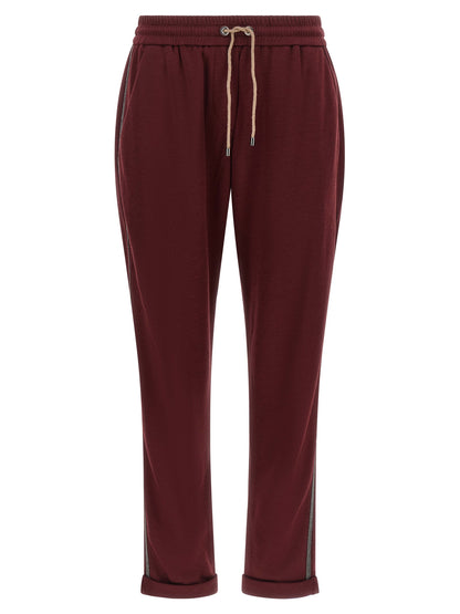 Brunello Cucinelli Bordeaux Cotton Joggers
