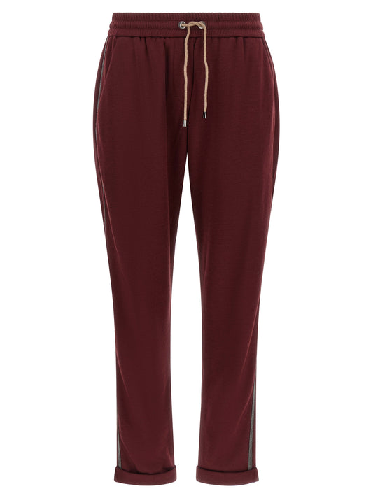 Brunello Cucinelli Bordeaux Cotton Joggers