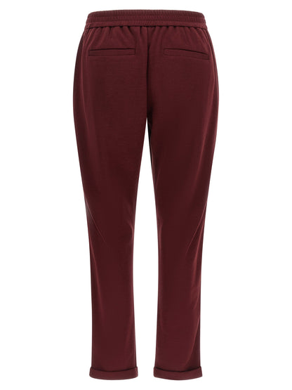 Brunello Cucinelli Bordeaux Cotton Joggers