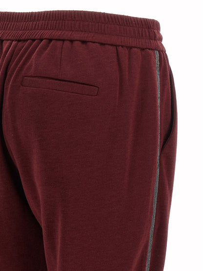 Brunello Cucinelli Bordeaux Cotton Joggers