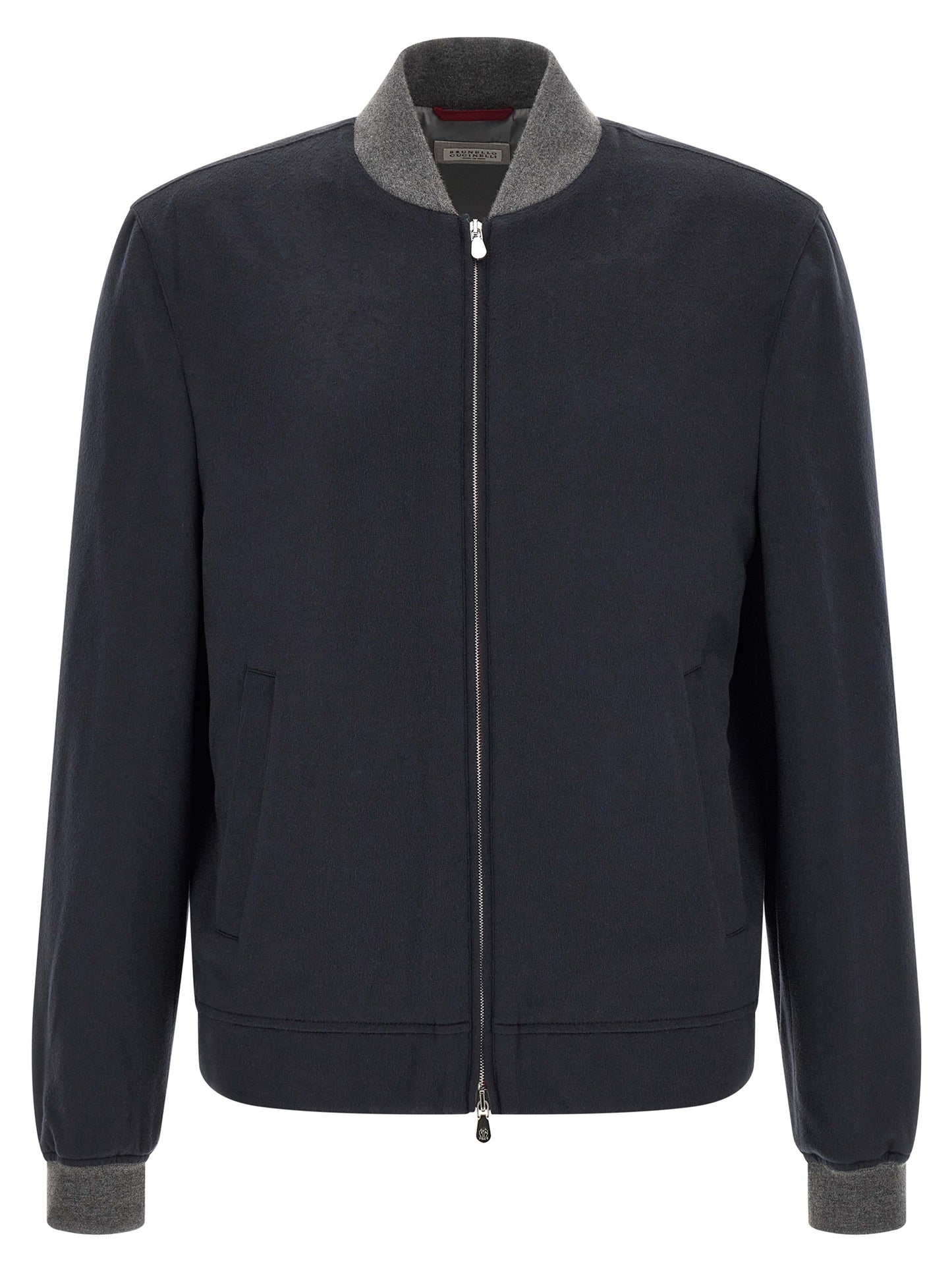 Brunello Cucinelli Blue Cashmere Bomber Jacket