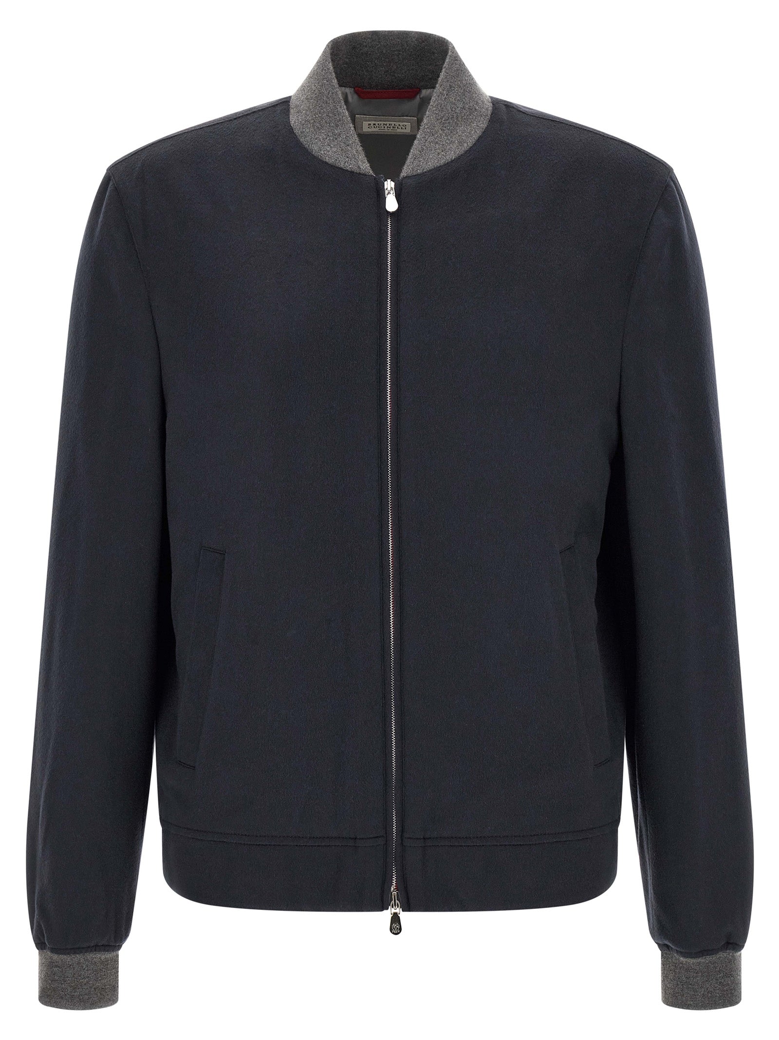 Brunello Cucinelli Blue Cashmere Bomber Jacket
