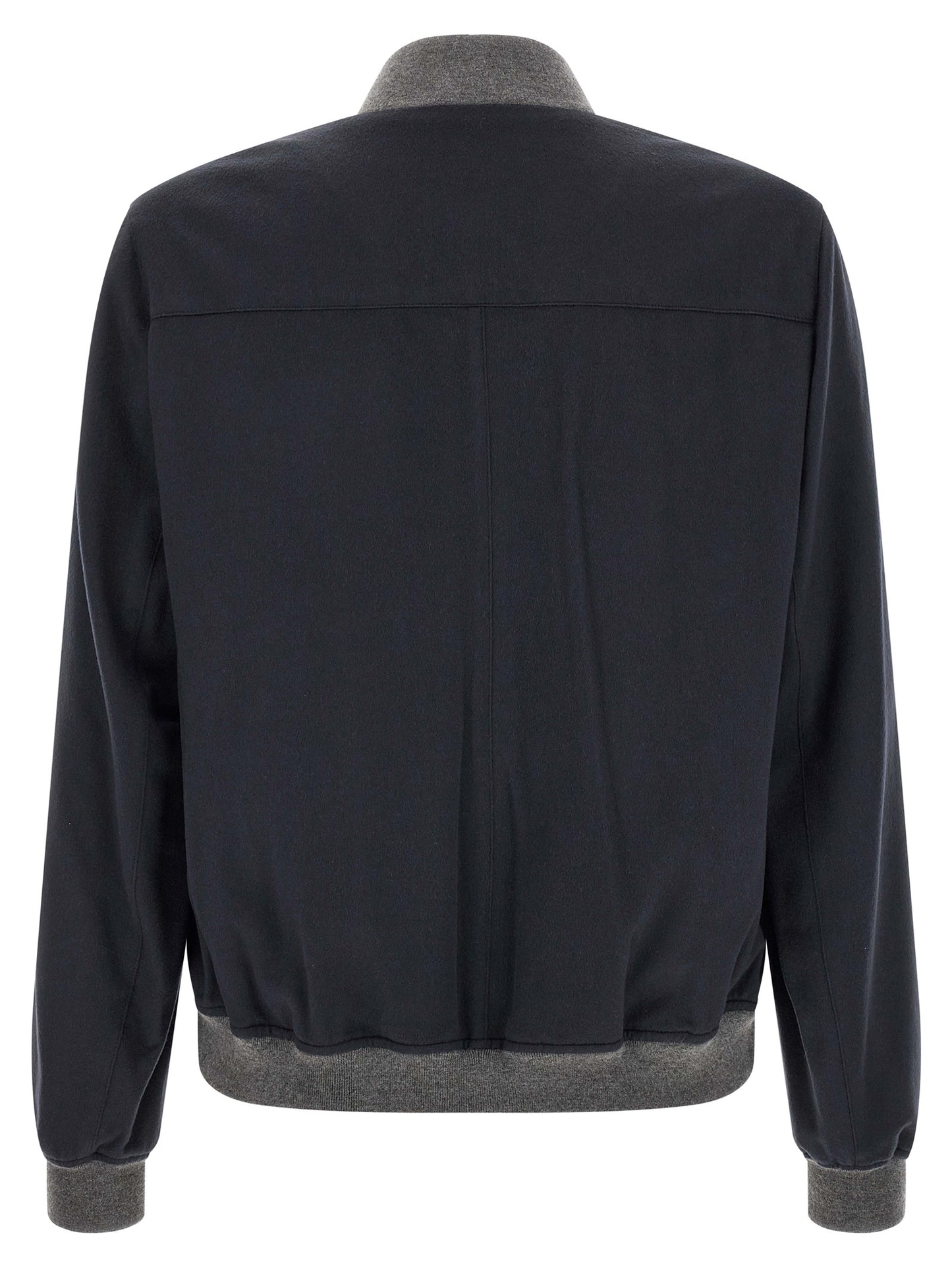 Brunello Cucinelli Blue Cashmere Bomber Jacket