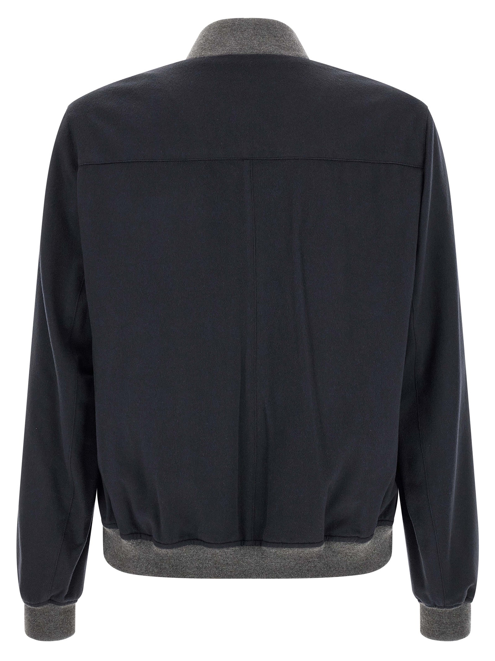 Brunello Cucinelli Blue Cashmere Bomber Jacket