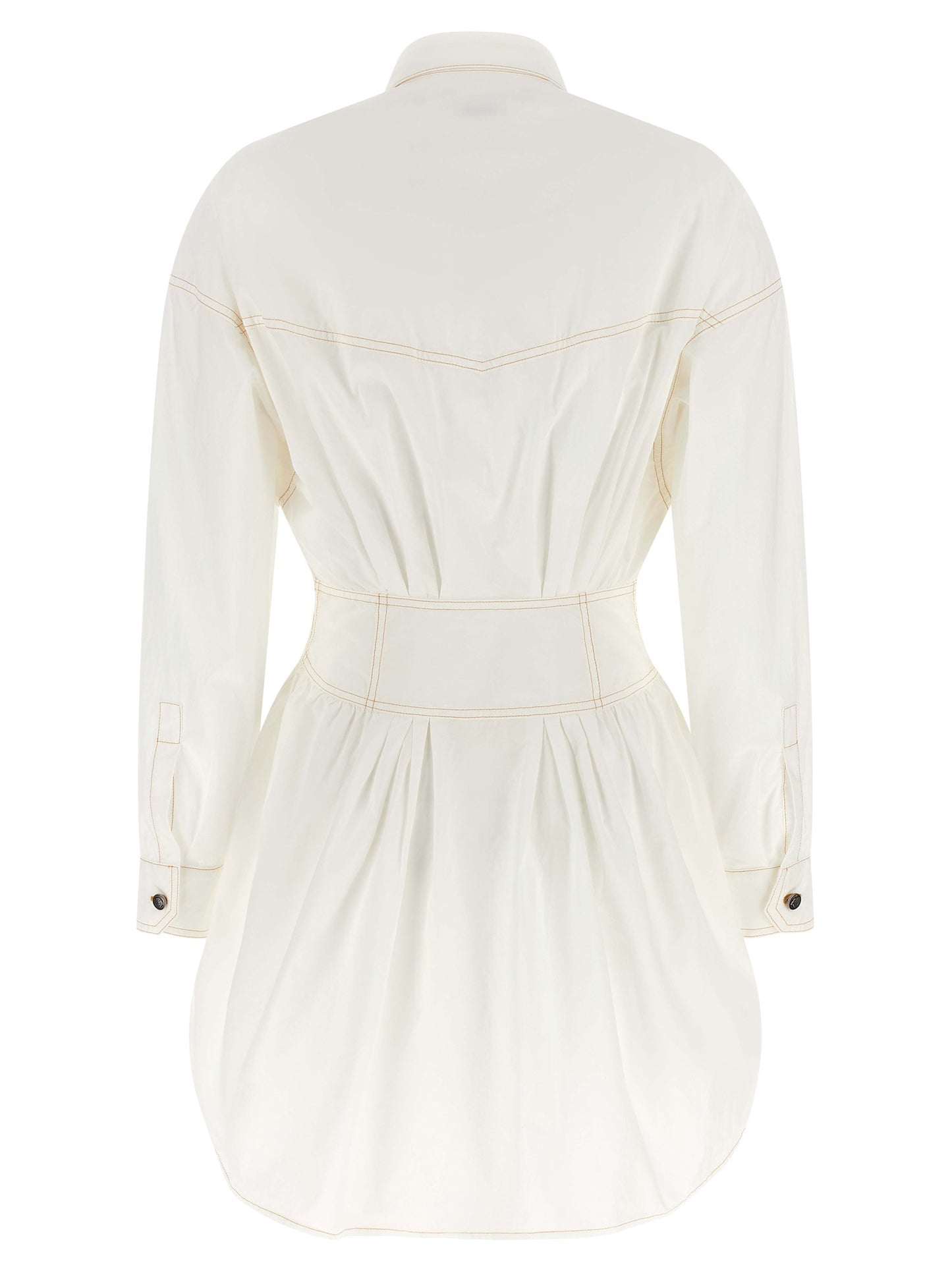 Versace White Cotton Poplin Short Chemisier Dress with Medusa Buttons