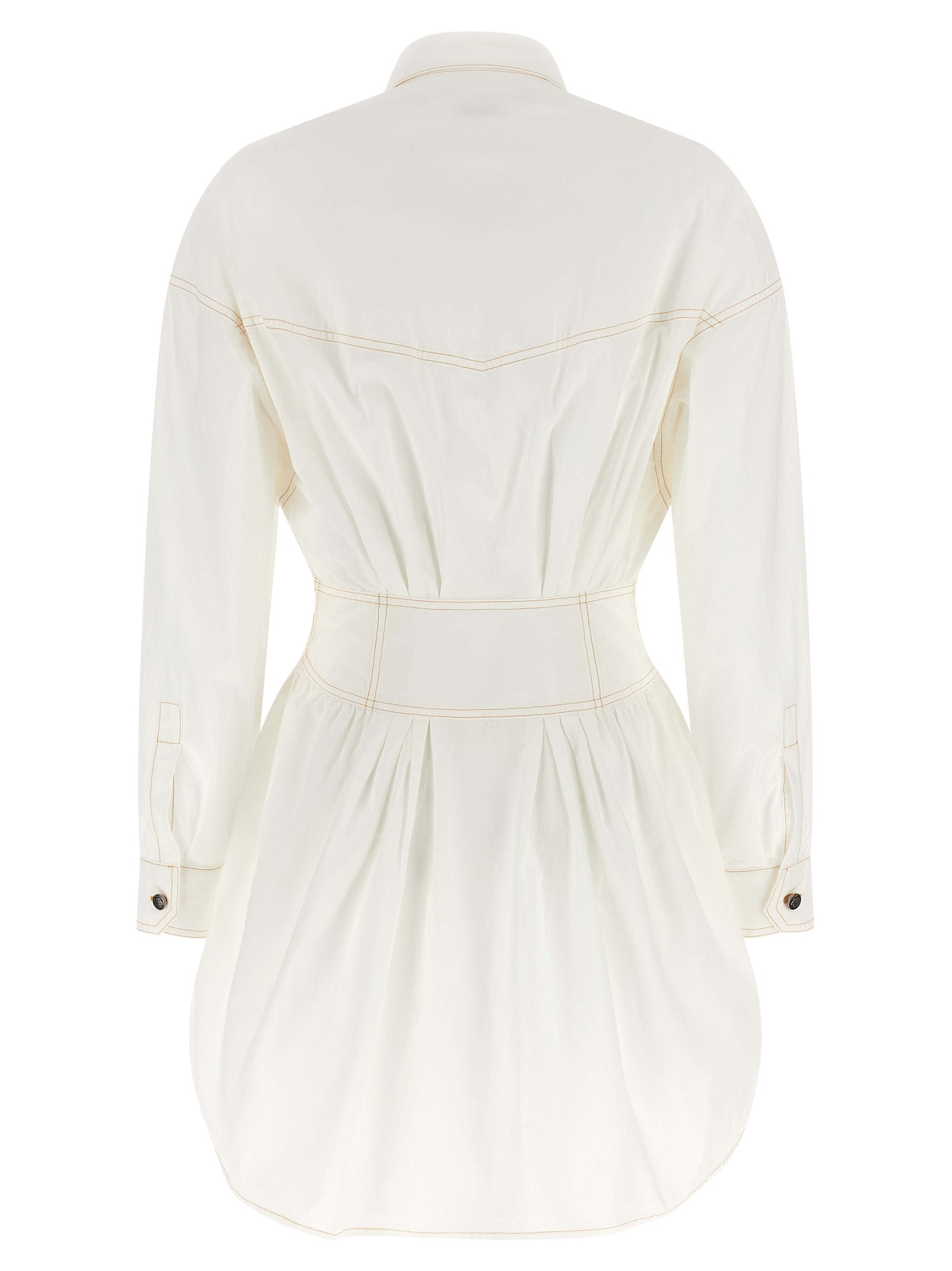 Versace White Cotton Poplin Short Chemisier Dress with Medusa Buttons