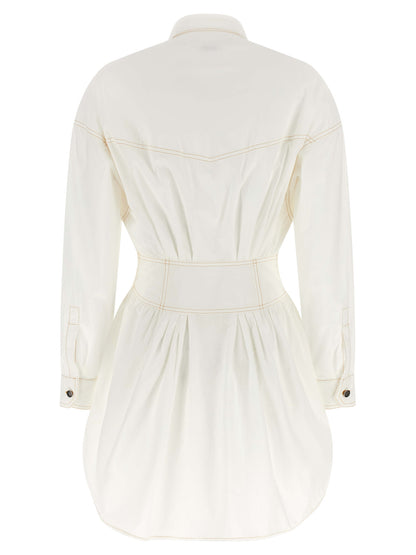 Versace White Cotton Poplin Short Chemisier Dress with Medusa Buttons