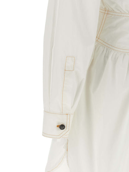 Versace White Cotton Poplin Short Chemisier Dress with Medusa Buttons
