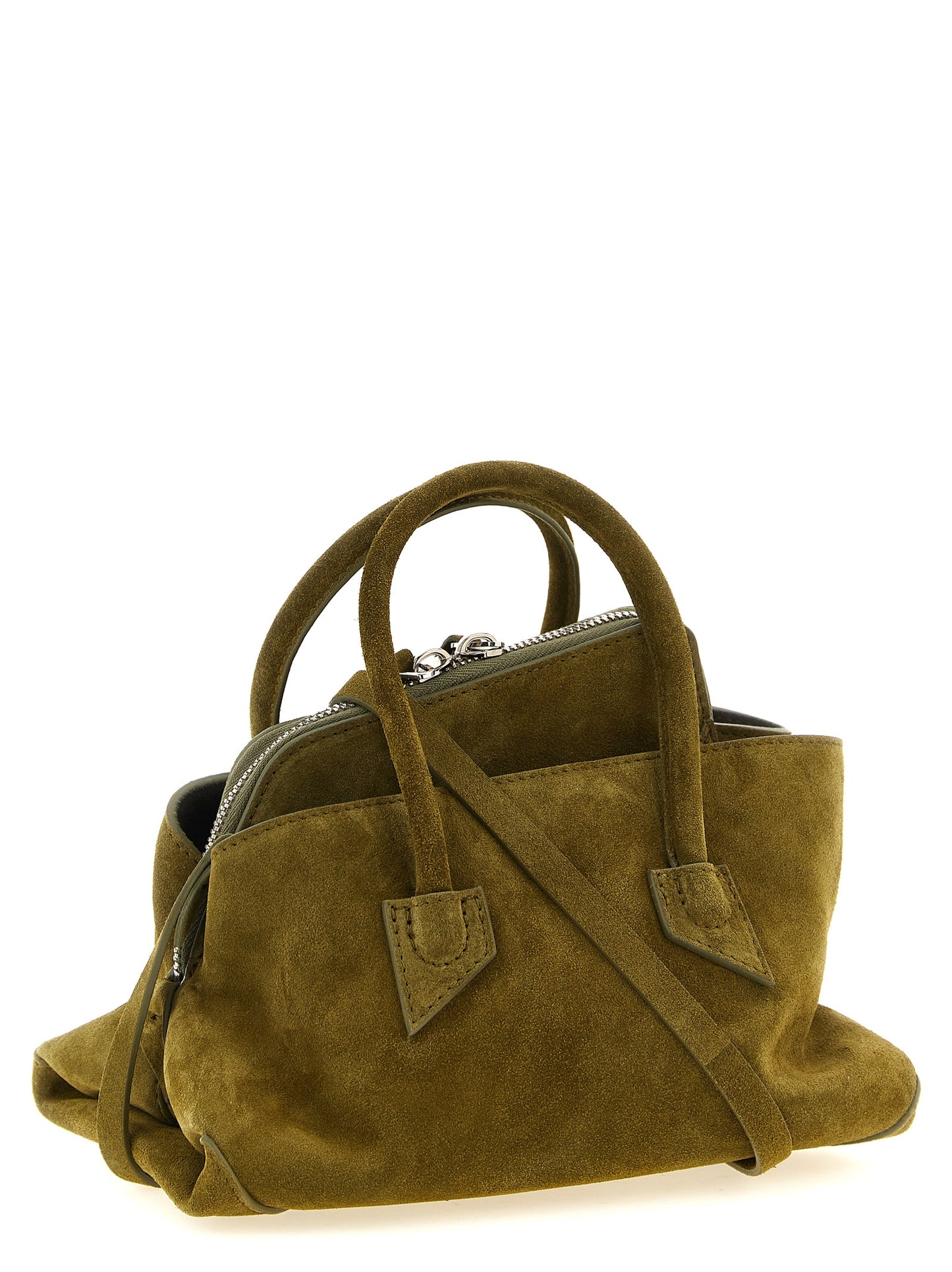 The Attico La Passeggiata Mini Handbag in Olive Green Suede