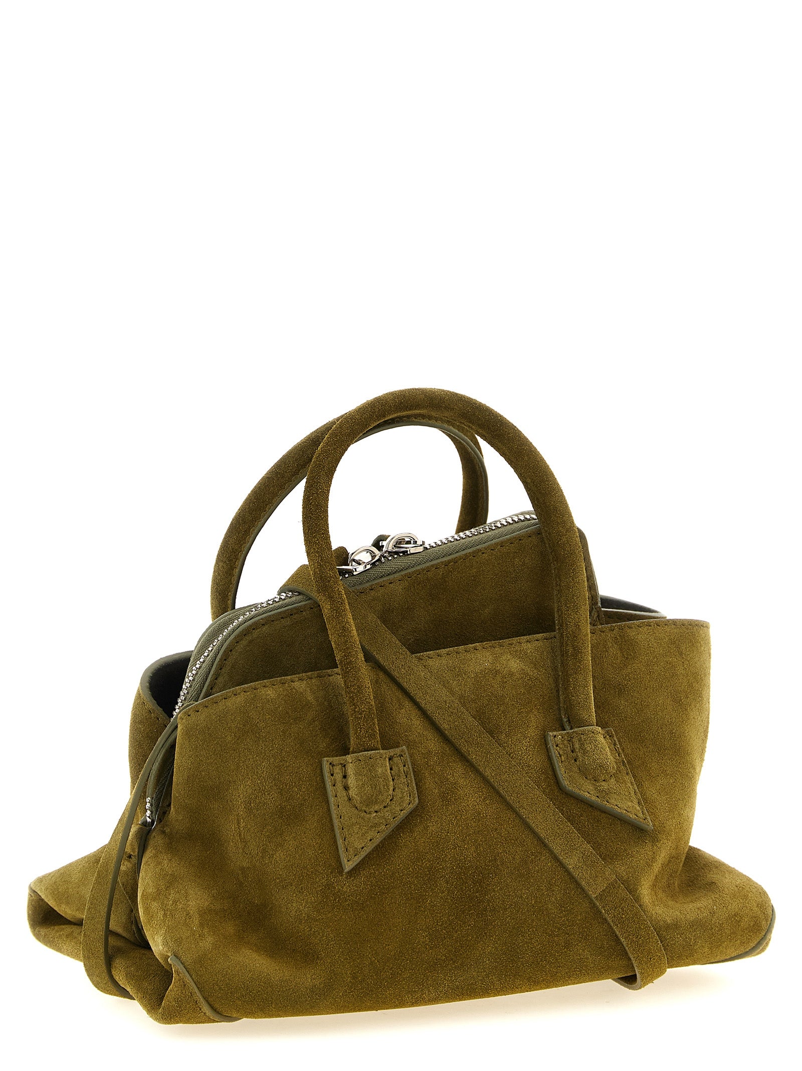The Attico La Passeggiata Mini Handbag in Olive Green Suede