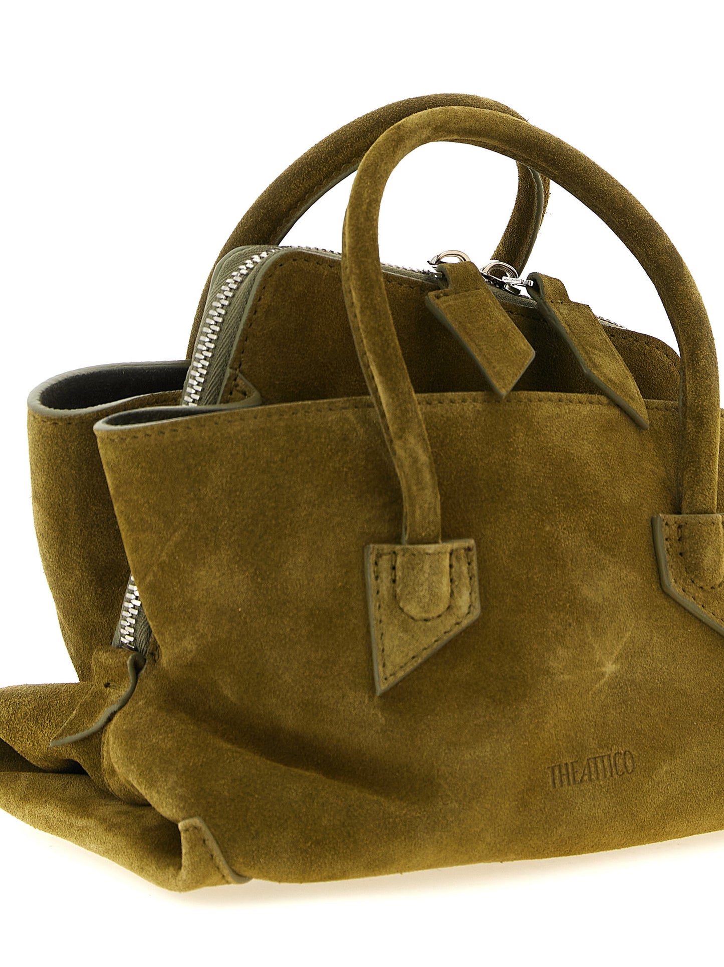 The Attico La Passeggiata Mini Handbag in Olive Green Suede