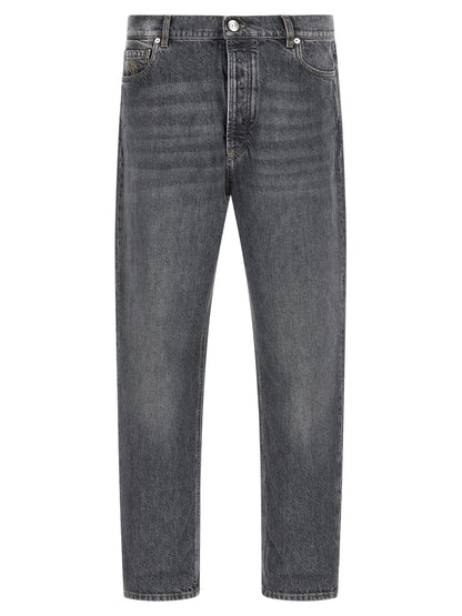 Brunello Cucinelli Gray Cotton Straight-Leg Jeans