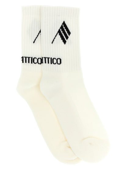 The Attico Bicolor Cotton Socks - White/Black