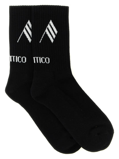 The Attico Bicolor Cotton Socks - White/Black - S-M