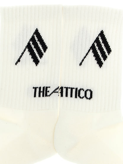 The Attico Bicolor Cotton Socks - White/Black