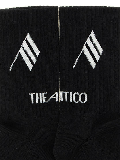 The Attico Bicolor Cotton Socks - White/Black - S-M