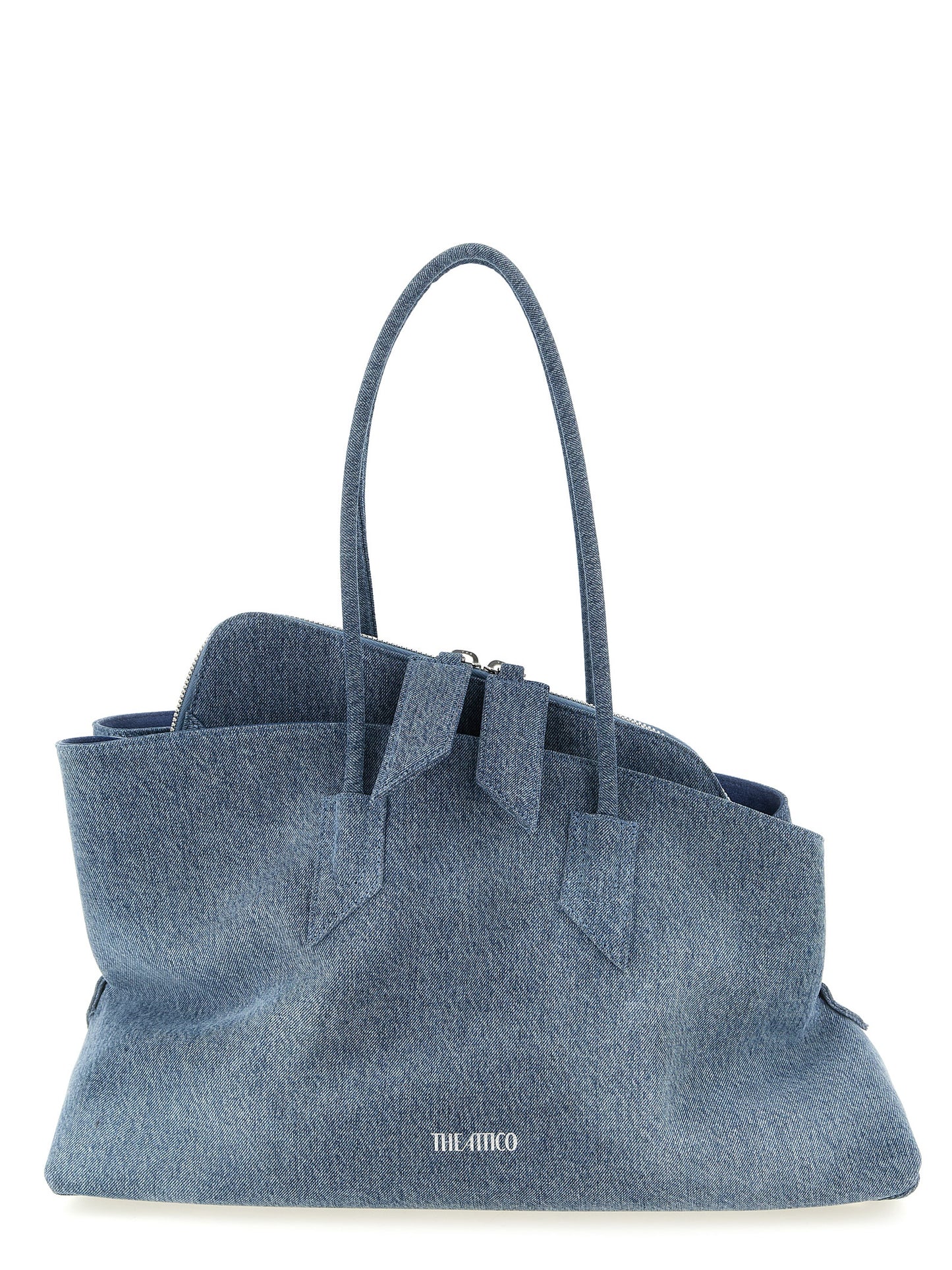 The Attico Blue Cotton Shoulder Bag - La Passeggiata Medium