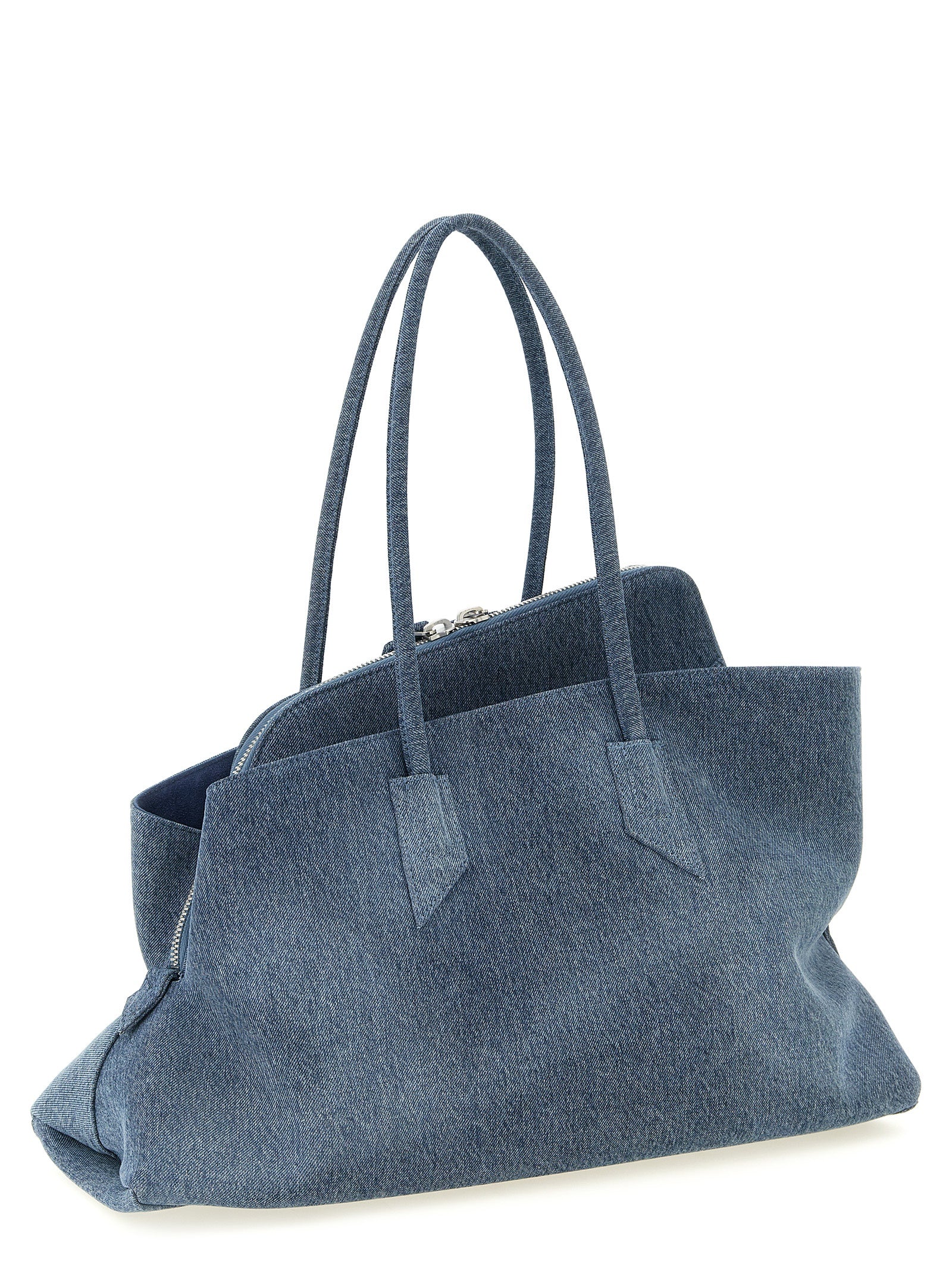 The Attico Blue Cotton Shoulder Bag - La Passeggiata Medium
