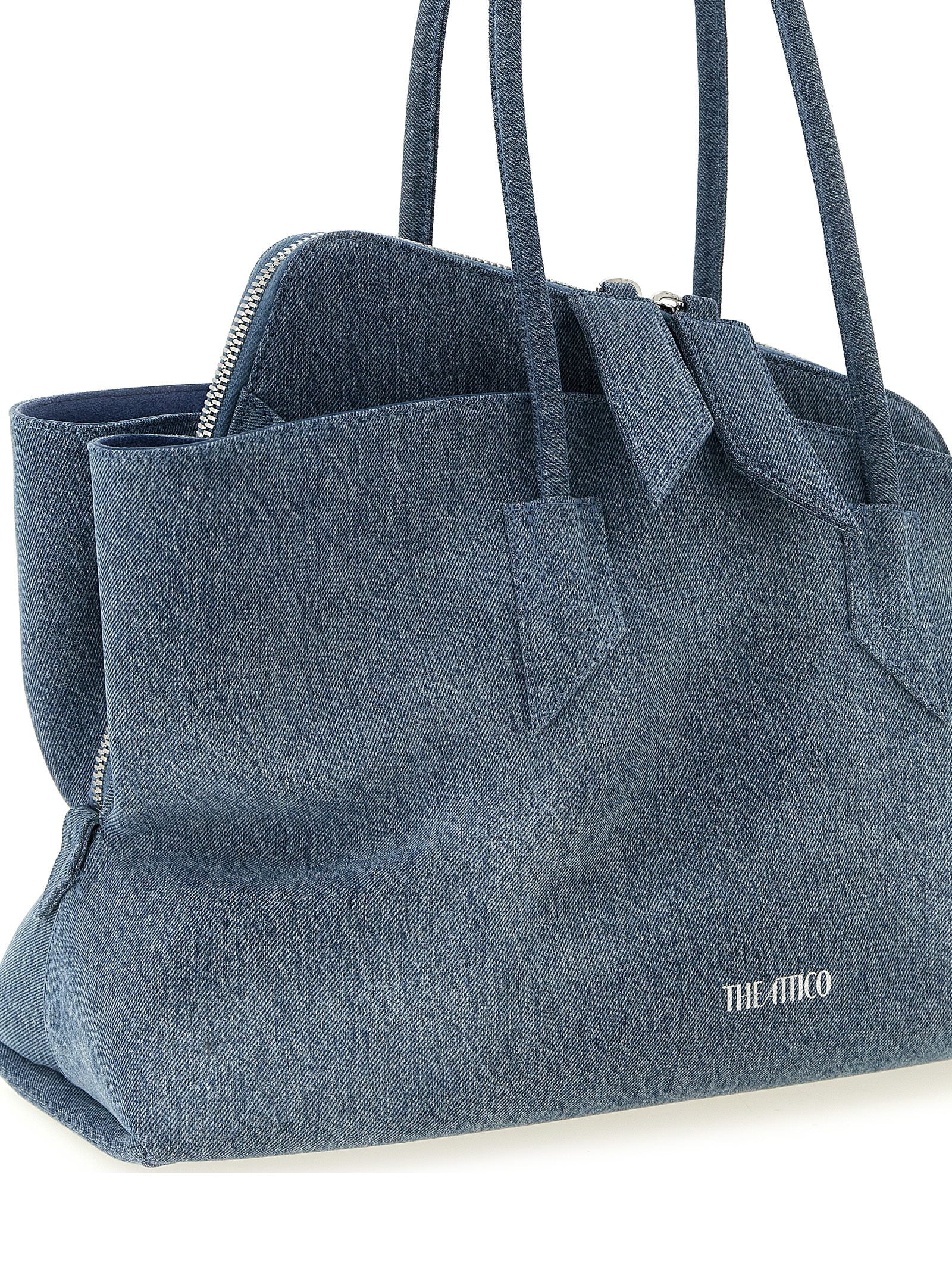 The Attico Blue Cotton Shoulder Bag - La Passeggiata Medium