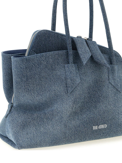 The Attico Blue Cotton Shoulder Bag - La Passeggiata Medium