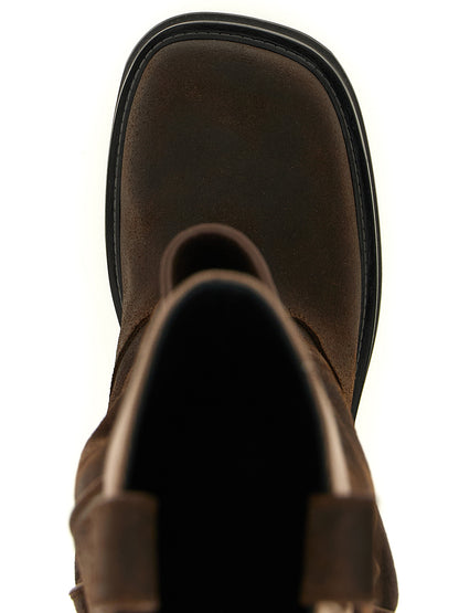 The Attico Brown Calf Leather Bos Taurus Over The Knee Boots