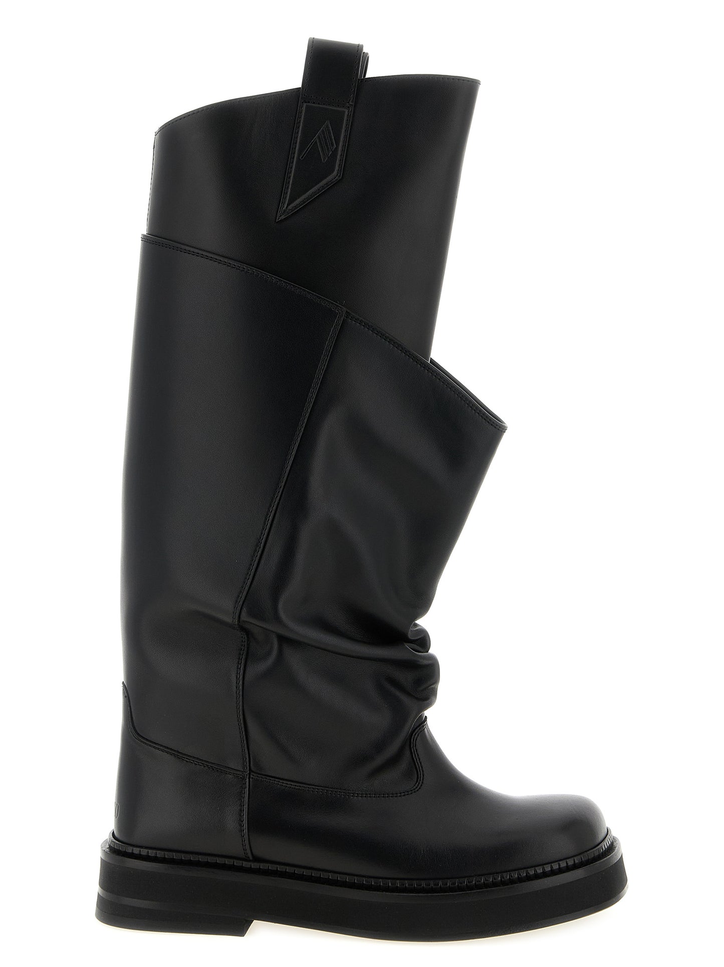 The Attico Black Calfskin Over The Knee Boots