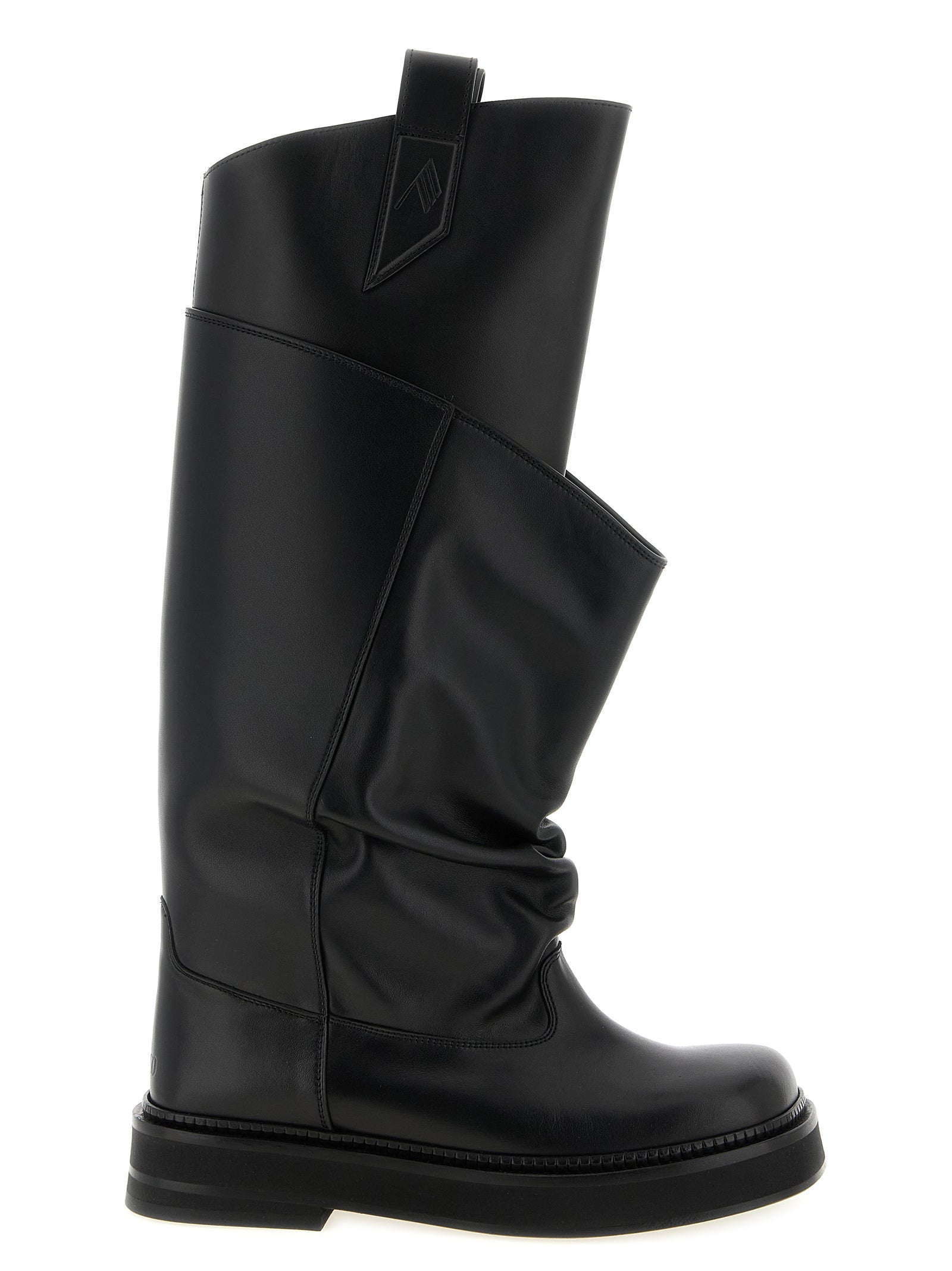 The Attico Black Calfskin Over The Knee Boots
