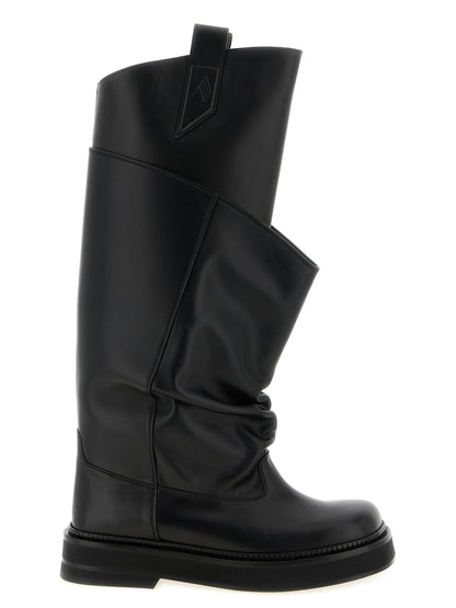 The Attico Black Calfskin Over The Knee Boots