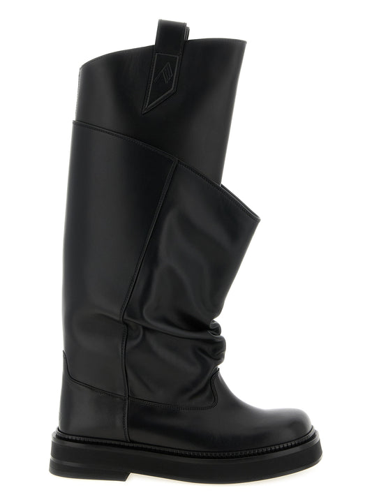 The Attico Black Calfskin Over The Knee Boots