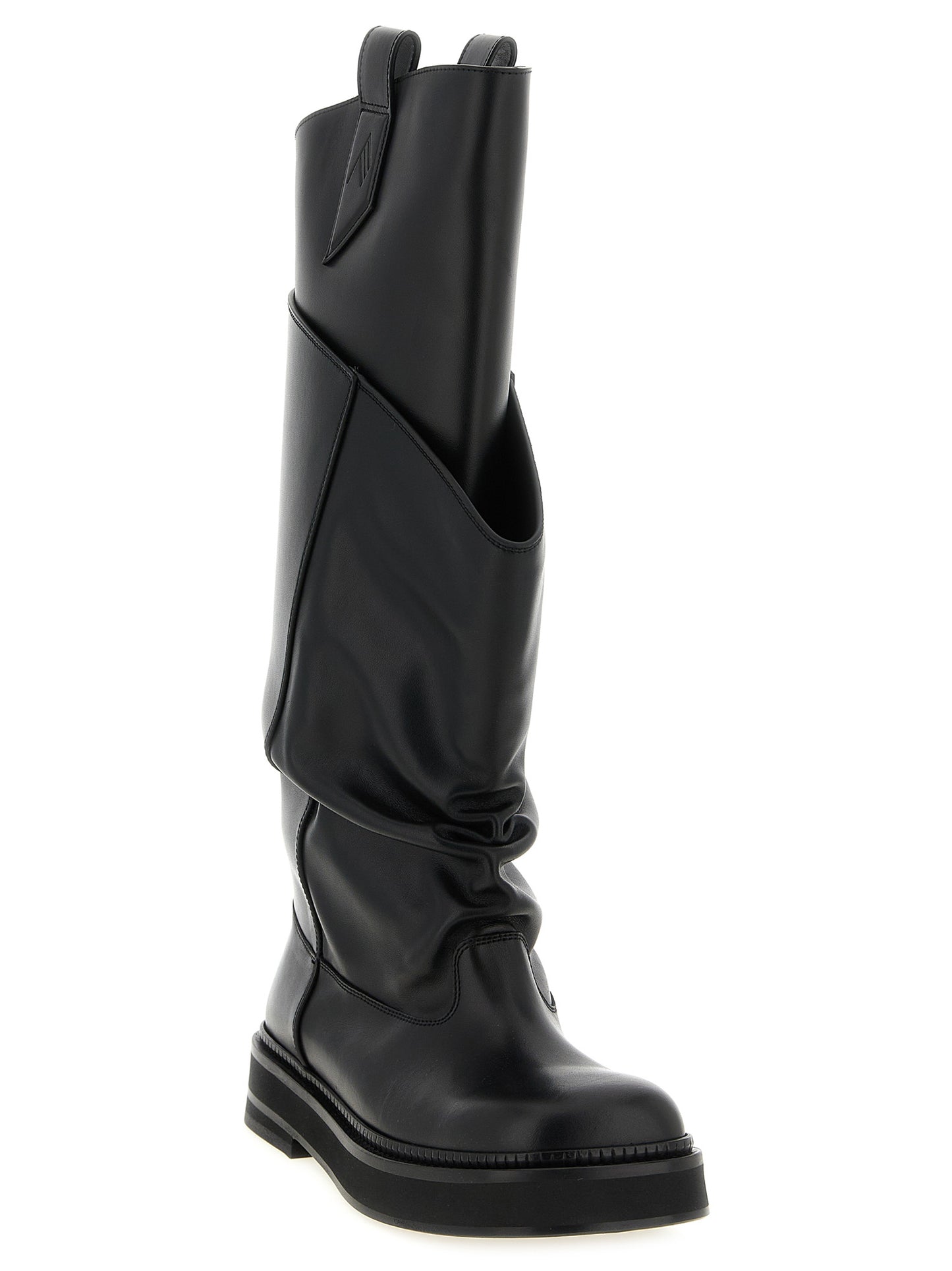 The Attico Black Calfskin Over The Knee Boots