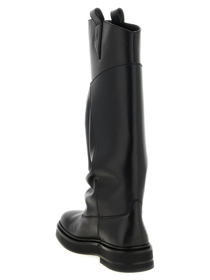 The Attico Black Calfskin Over The Knee Boots