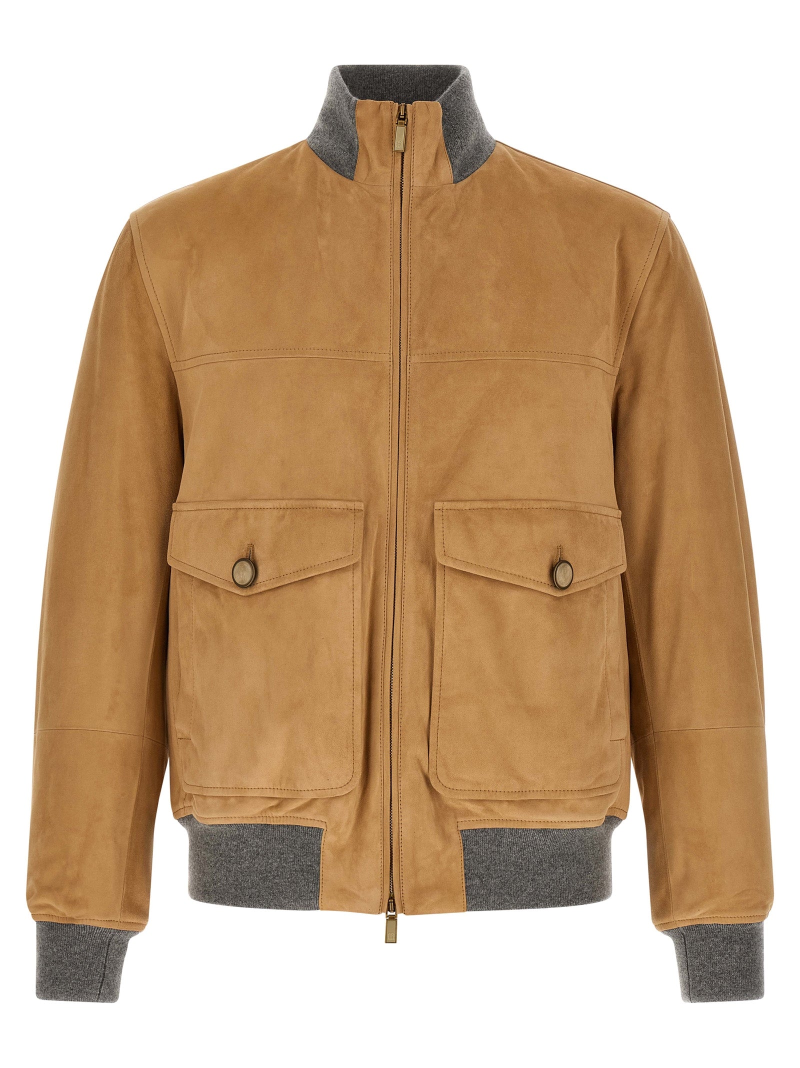 Brunello Cucinelli Beige Lamb Leather Jacket