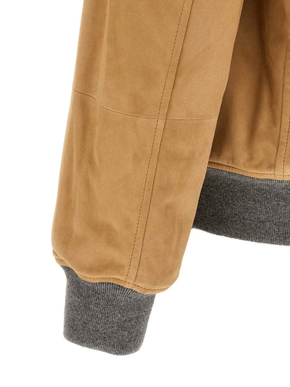 Brunello Cucinelli Beige Lamb Leather Jacket
