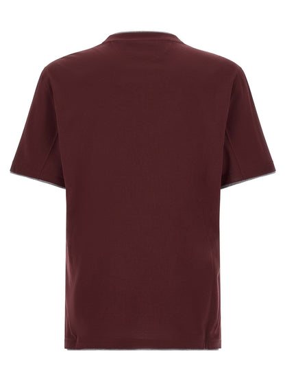 Brunello Cucinelli Bordeaux Cotton T-Shirt