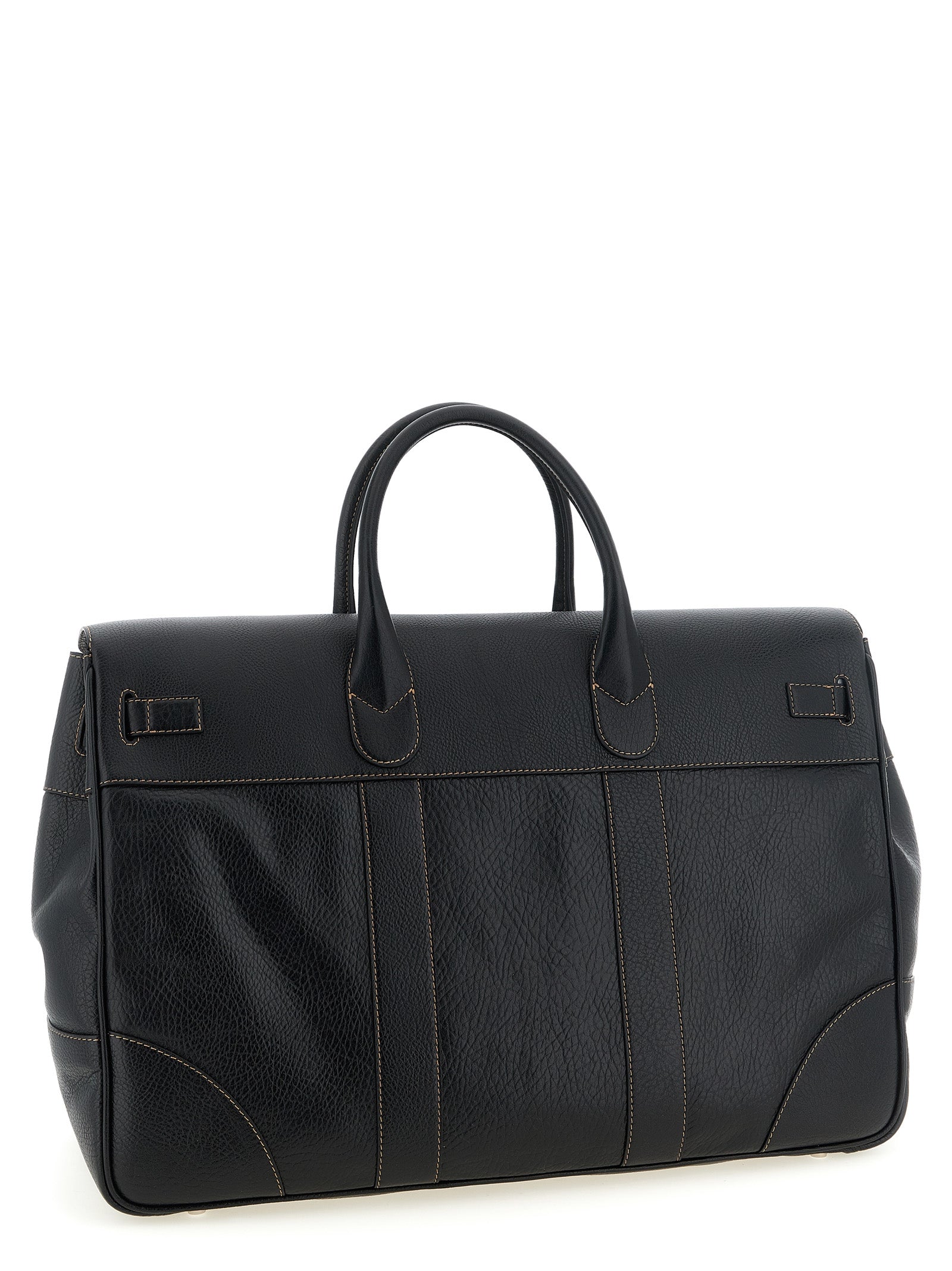 Brunello Cucinelli Black Calfskin Weekender Country Travel Bag