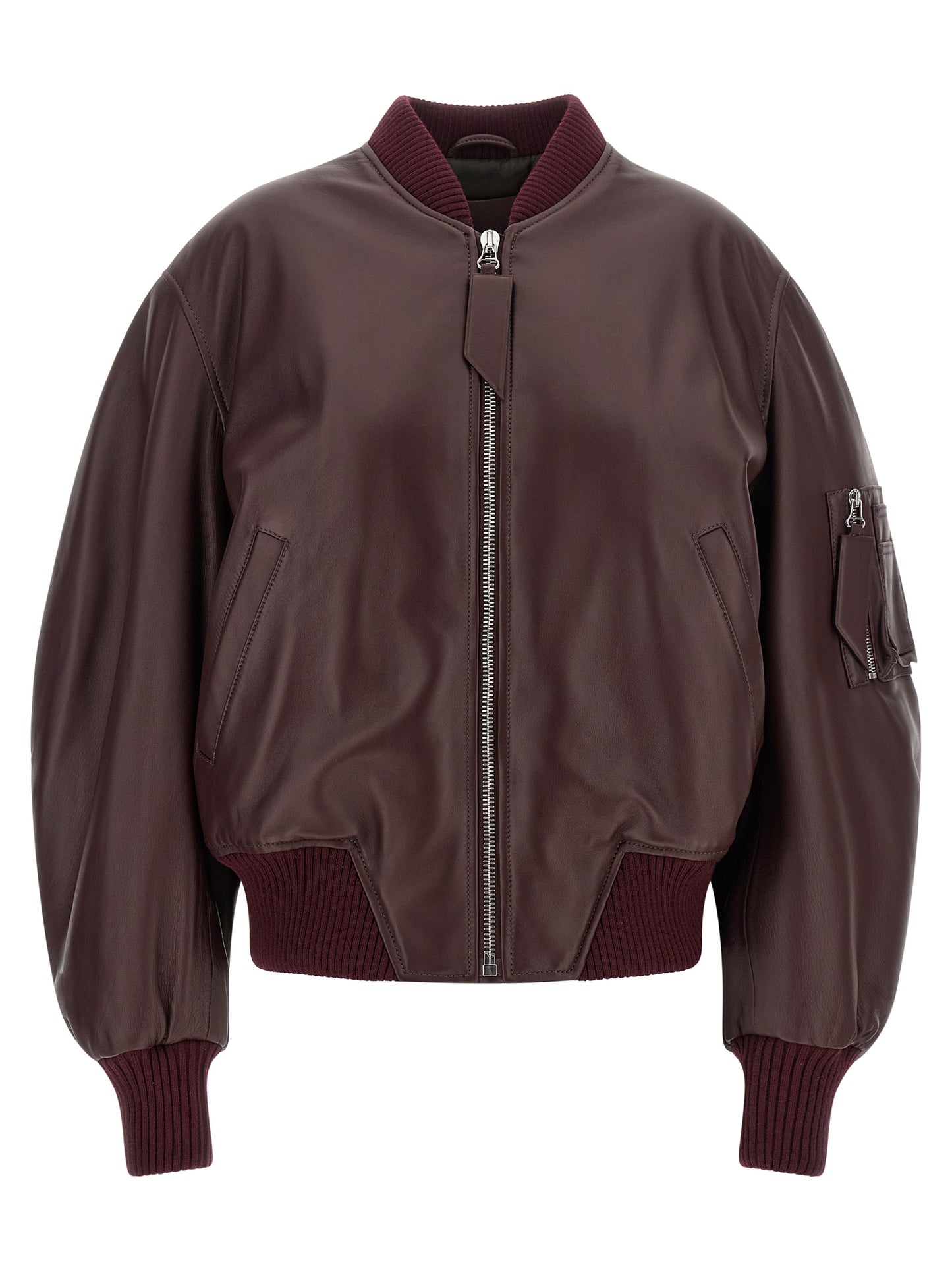 The Attico Bordeaux Lamb Leather Jacket