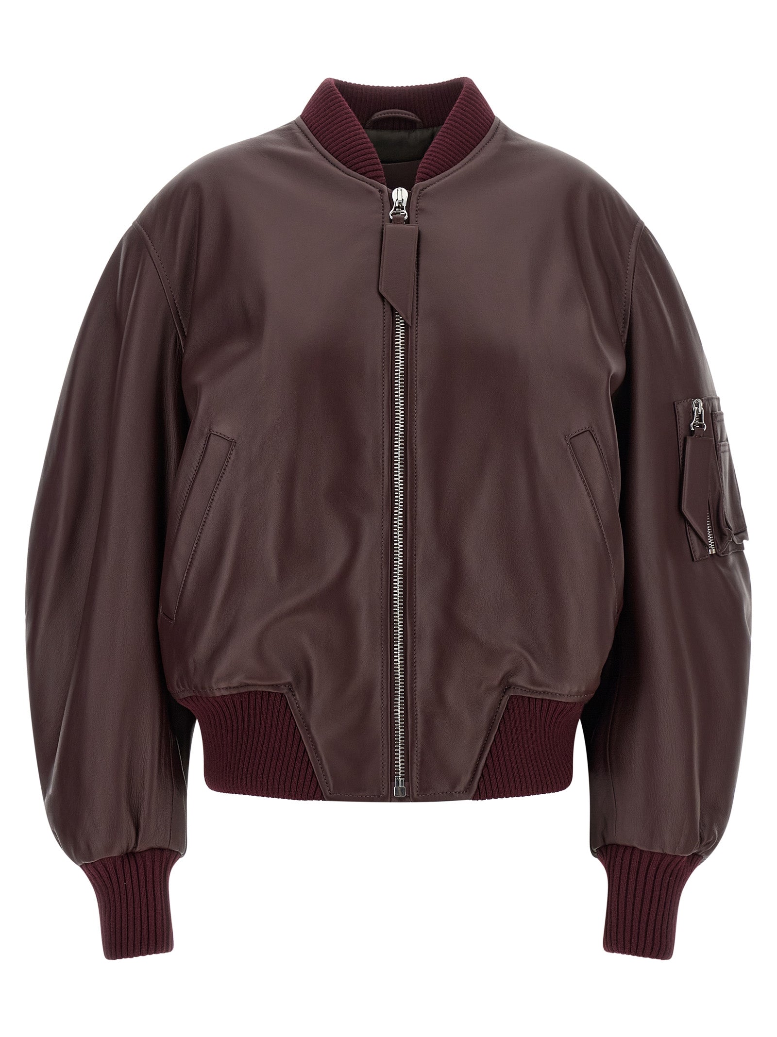 The Attico Bordeaux Lamb Leather Jacket