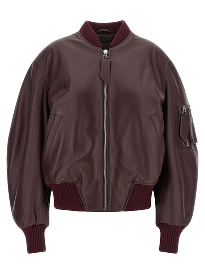 The Attico Bordeaux Lamb Leather Jacket