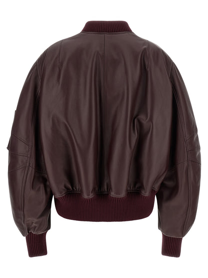 The Attico Bordeaux Lamb Leather Jacket