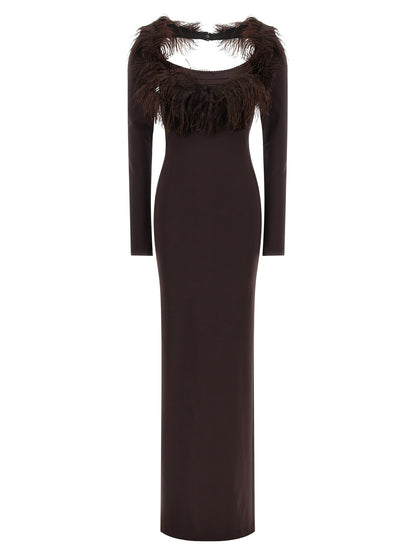 The Attico Brown Viscose Long Dress