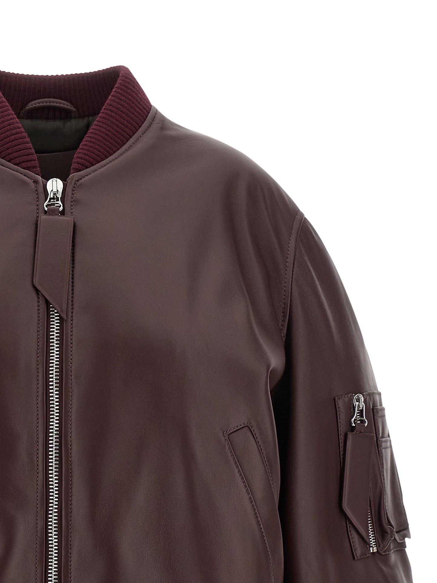 The Attico Bordeaux Lamb Leather Jacket